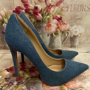 “SHOE REPUBLIC” DENIM POINT TOE PUMPS- WMS SZ 7.5